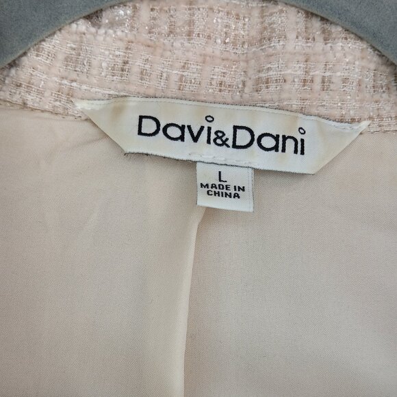 DAVI & DANI Women's Shacket Cream Tweed Buttoned Plaid Jacket Size L Oversized - Picture 3 of 8